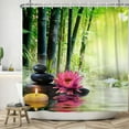 thumbnail image 2 of Zen Spa Shower Curtains for Bathroom Japanese Style Lotus Green Bamboo Shower Curtains Set for Meditation Bathroom Decor 72x72 Inch Waterproof Polyester Fabric with 12 Hooks, 2 of 6