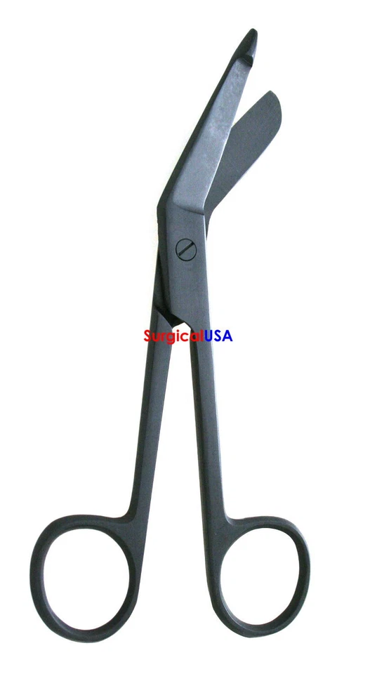 BUTTERFLY- 4 Bandage Scissors 5.5" Angled Blades With Safety Probe Point Black Finish