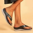 thumbnail image 5 of Hoshose New Summer Women Sandals Wide Width Stylish Metal Buckle Beach Non Slip Arch Support Flip Flops for Women, 5 of 6
