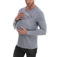 thumbnail image 4 of Ceisia Men's Slim V-Neck Chest Baby-Pocket Parent-Child Cotton Long-Sleeve Top Gift, 4 of 6