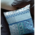 thumbnail image 2 of Flower Castle Patchwork Suede Zippered Pillow w Insert by Amrita Sen in Blue and White, 2 of 4