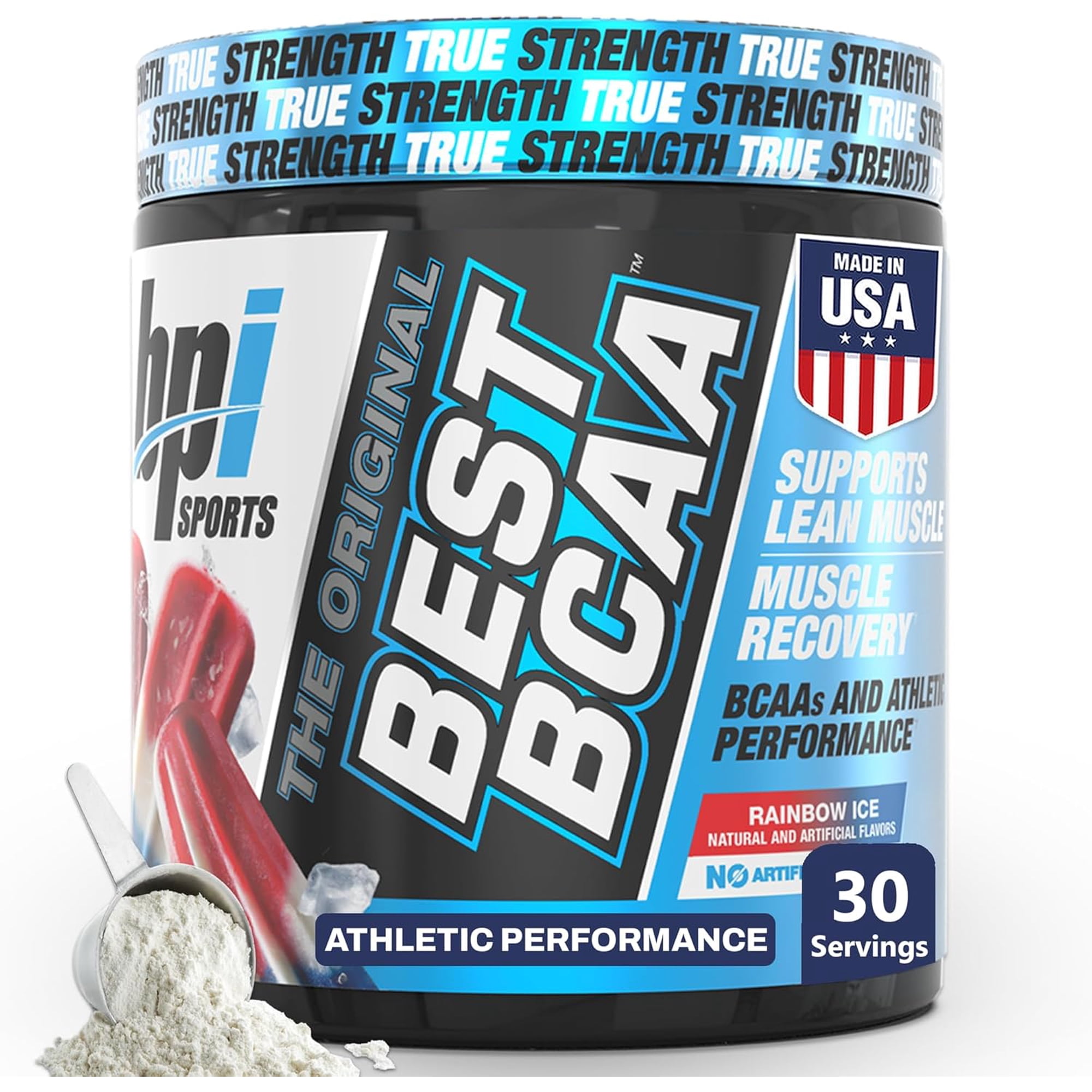 BPI Sports Best BCAA Powder, Rainbow Ice, 10.58 oz, 30 Servings, Amino Acids for Muscle Recovery