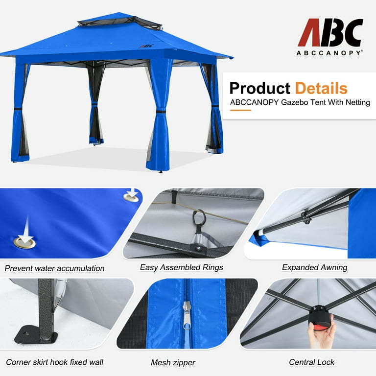 ABCCANOPY 13'x13' Vented Pop Up Gazebo Tent, Outdoor Patio Shelter