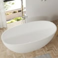 thumbnail image 4 of 67" Freestanding Bathtub, 25mm thick, LIGMIRR Oval Shaped Stone Resin Freestanding Tubs, Solid Surface Matte White Soaking Tub with Overflow and Pop-up Drain, 4 of 10