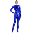thumbnail image 4 of Sxiwei Women's One-Piece Gymnastics Leotard Spandex Zentai Unitard Body Suit Dancewear Jumpsuit Blue XXL, 4 of 7