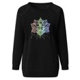 thumbnail image 4 of Bmisegm Chandail en Molleton pour Femmes Col Rond Manches Longues Blouse Légère Décontractée Noire L, 4 of 4