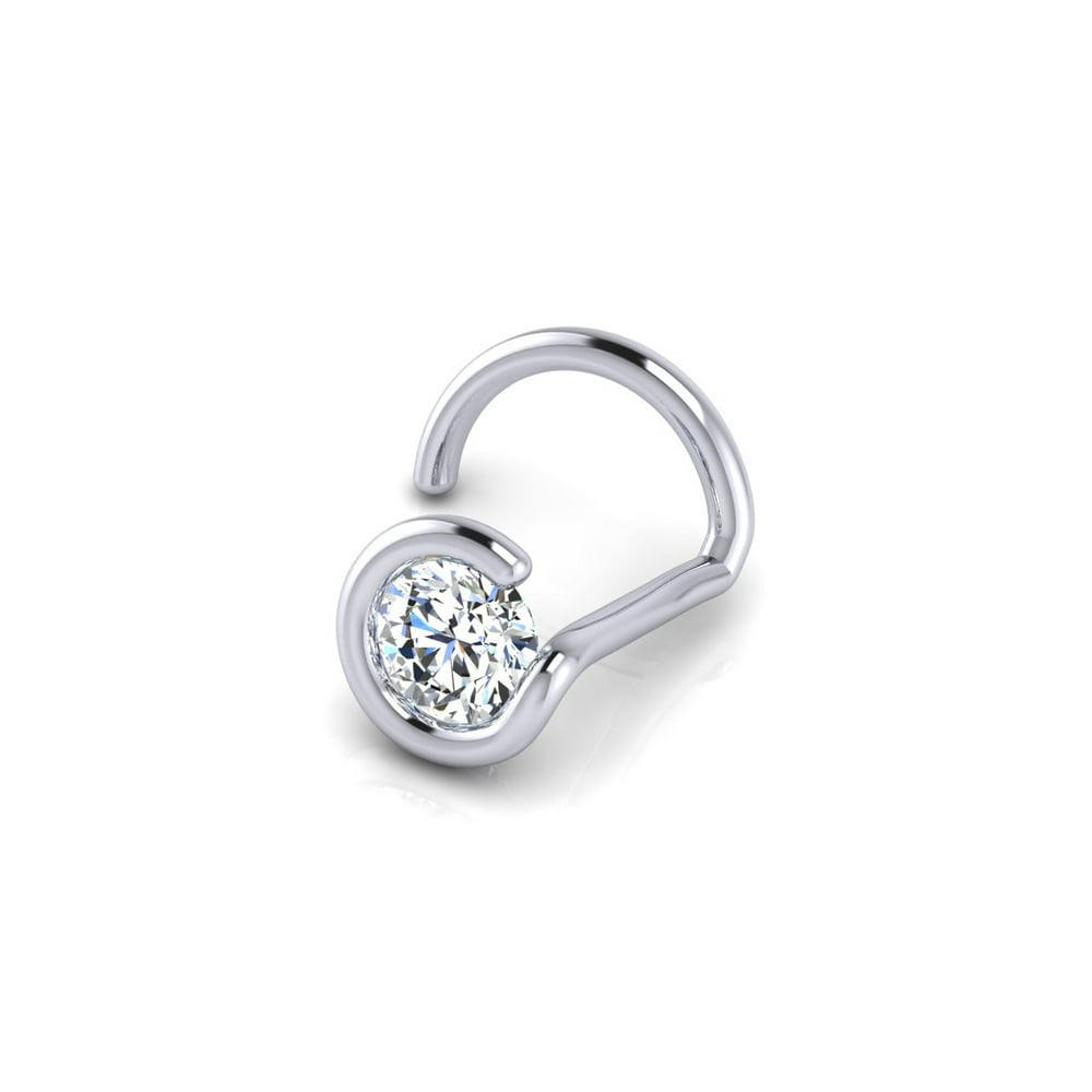 SuperJeweler 0.02ct 1.5mm Diamond Nose Ring In 14K White Gold For