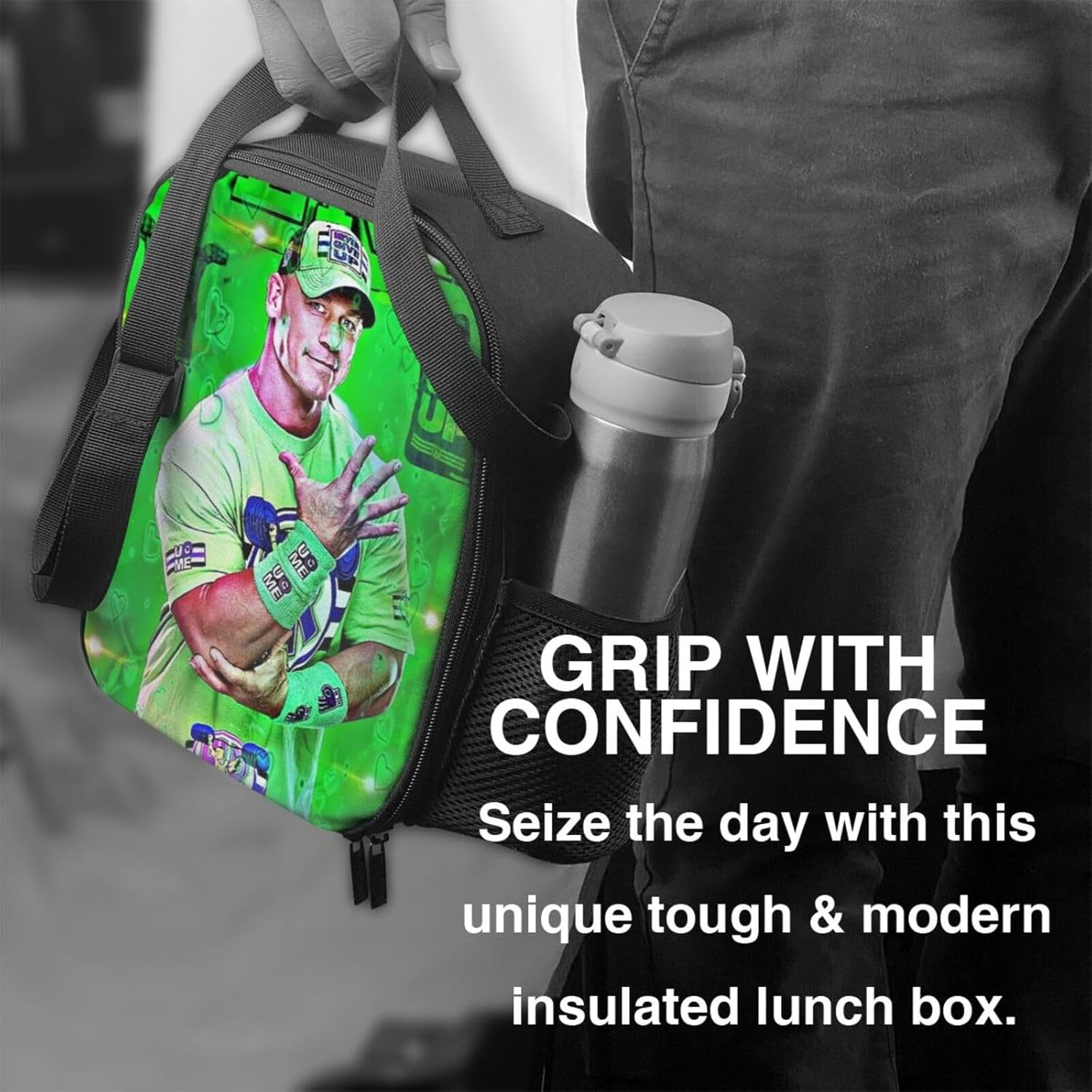 Wrestling Insulated Lunch Box John Cena Printed Lunch Bag Work Reusable Lunch Bag for Work Travel Sport Beach Picnic Wrestling Fan Gift