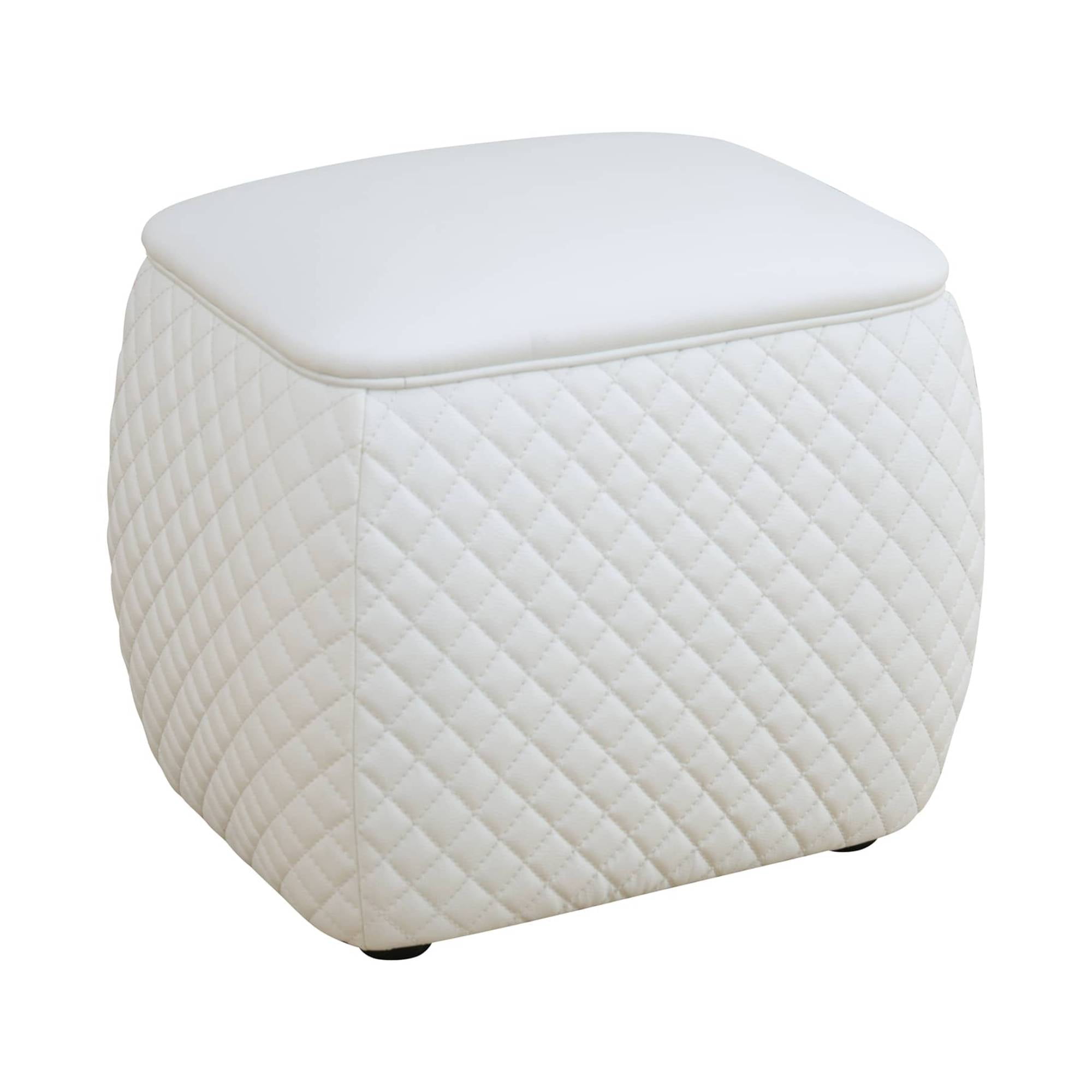 Leather Ottoman Foot Rest Bench Square Foot Stools&nbsp;Living Room Storage Ottoman&nbsp;for Bedroom and Dorm,White