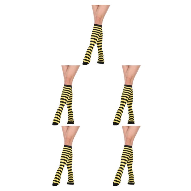 Guardurnaity Rayas Medias hasta el muslo Sobre la rodilla Calcetín Botas Juegos deportivos Día de San Valentín Accesorios para mujeres Raya negra amarilla Type1 Guardurnaity CBP364181