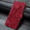 thumbnail image 2 of Feishell Wallet Case For iPhone 15 Pro, Magnetic Folio Card Slots Holder Kickstand Premium PU Leather Butterfly Patterned Embossed with Wrist Strap Cover For iPhone 15 Pro, Red, 2 of 13