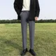 thumbnail image 3 of Pantalones de traje de negocios rectos y ajustados para hombre, de cintura alta, fluidos, para oficina, trabajo, social, sastrería, pantalones trenzados para hombres., 3 of 5