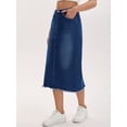 thumbnail image 2 of DARING DIVA Women's Long Denim Split Back Pockets Maxi Jean Skirts X-Large Deep Blue, 2 of 7