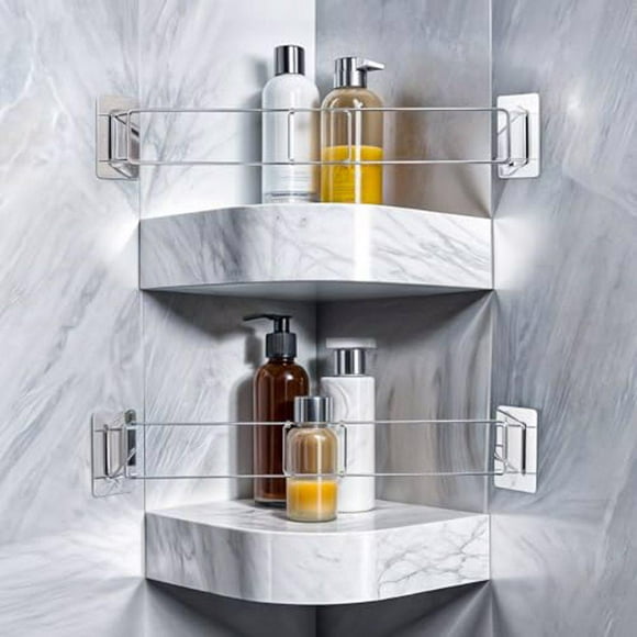 Advancent Barra de almacenamiento de esquina resistente al óxido, solución segura de almacenamiento de artículos de tocador para caravana, Juegos de accesorios de baño