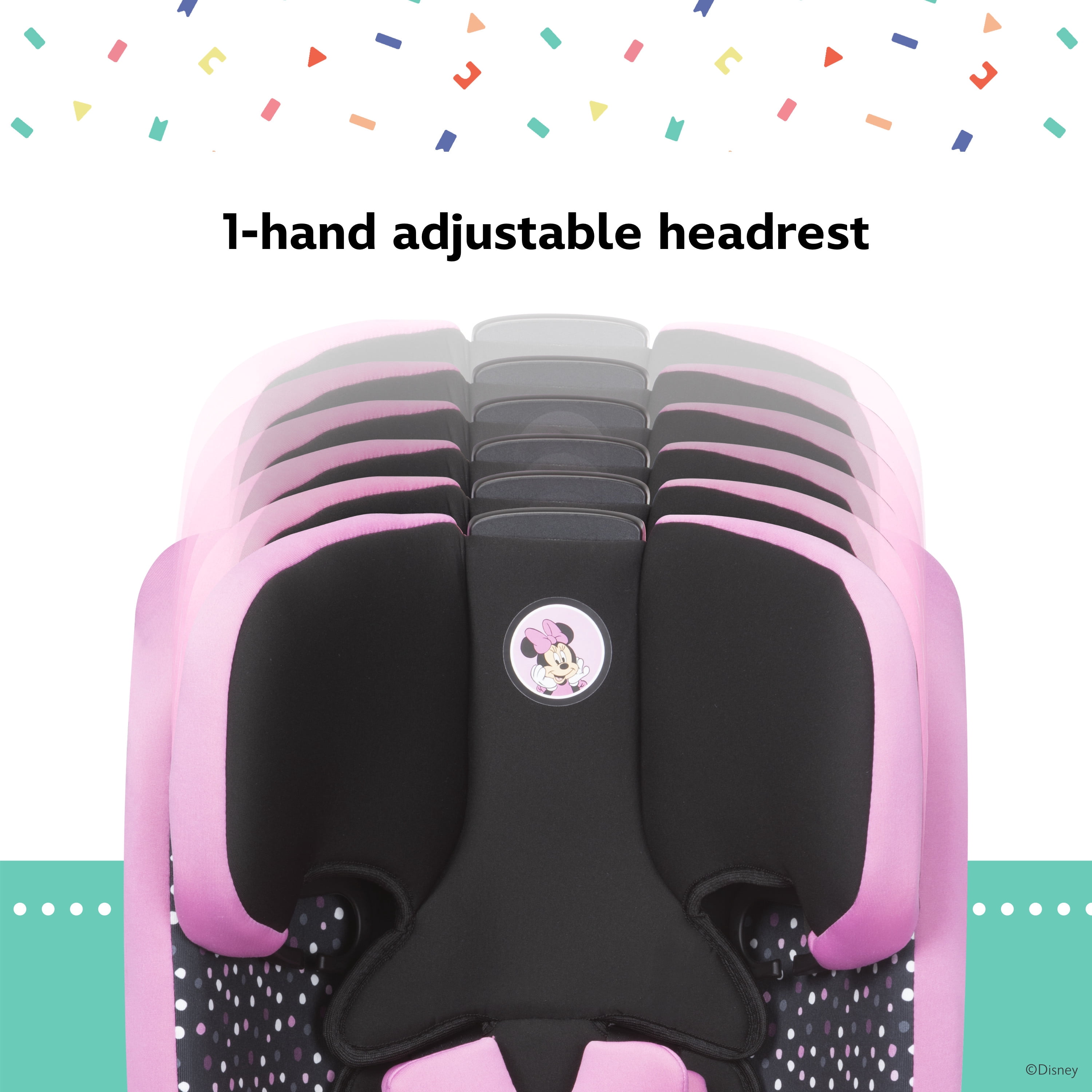 Disney Baby MagicSquad 3-in-1 Harnessed Booster Car Seat, Minnie Dot Party