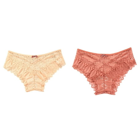 Lojoutye 2 Pack(Pink 1PCS & Khaki 1PCS) Multipack Plus Size Corsets for Women Panties for Women Crochet Corsets for Women Lace Up Panty Hollow Out Underwear