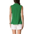 thumbnail image 3 of INSPIRE CHIC Sleeveless Top for Women V Neck Loose Shirt Solid Collar Polo Shirts Casual Top M Ink Green, 3 of 6