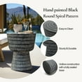 thumbnail image 4 of LuxenHome Outdoor Accent Side Table, 15'' Black Round Spiral Pattern End Table, Indoor Outdoor Coffee Furniture for Patio, Living Room, Backyard,Garden Stool and Plant Stand, 4 of 9