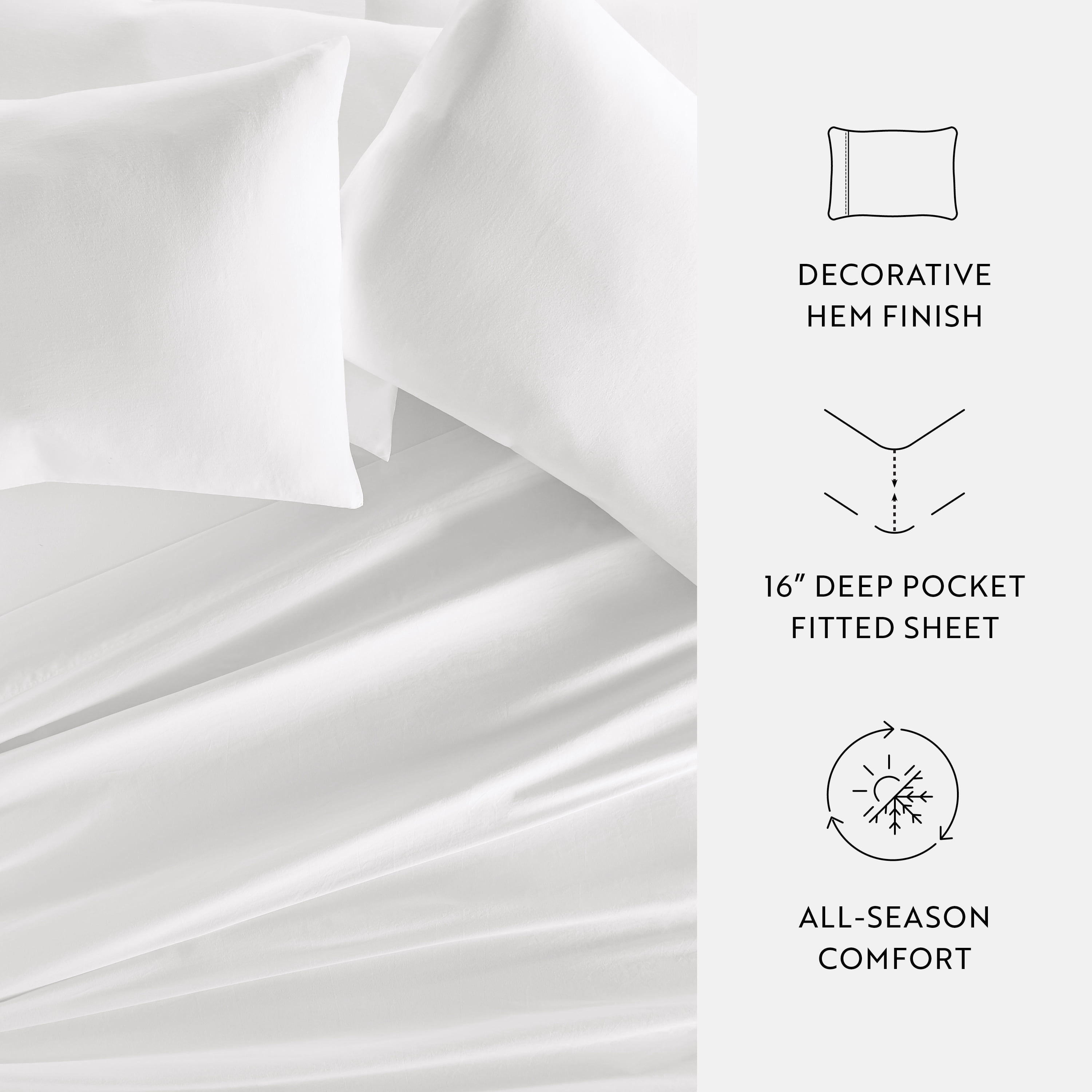 Noble Linens 300 Thread Count 4 Piece Cotton Sheet Set in White, Full