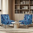 thumbnail image 4 of HELLHERO Non Slip Armless Accent Chair Protector for Hotel, Stain Protection Armless Accent Chair Cover, Blue Palm Leaf Print, 4 of 8