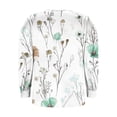thumbnail image 4 of FNFHFY Shirts for Women V Neck Long Pleated Sleeve Shirt Dressy Floral Print Blouse Tops Cute Summer Fall T-shirt, 4 of 6