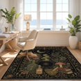 thumbnail image 3 of Design&I 6'x9' Washable Area Rug Black Gold Celestial and Botanical Elegance Enchanting Floral Astral Motifs for Queen Size Bedroom, Under Bed, Sleek Flatweave Pet Friendly, 3 of 7