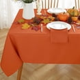thumbnail image 2 of Tablecloth Rectangle Spill Proof Washable Polyester Table Cloth, Textured Faux Linen Fabric Table Cover for Fall, Thanksgiving, Autumn, Harvest(60 x 84 Inch Rectangular, Rust/Burnt Orange), 2 of 7