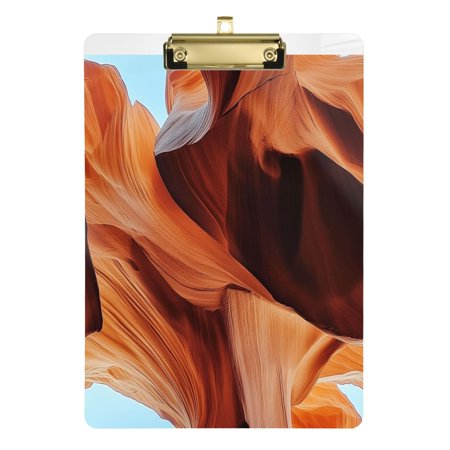 Fashion Clipboard, Acrylic Clipboards, 12.5 x 9 in Clipboard with metal clips, Clip with Retractable Hanging Tab Brown Abstract Graphics
