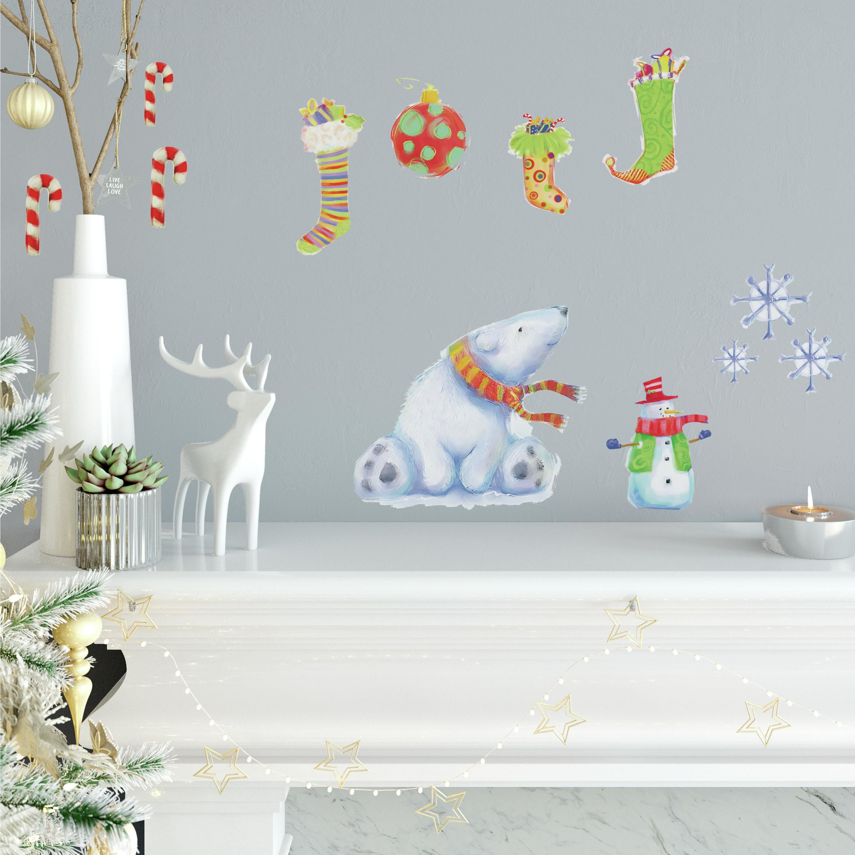 RoomMates White and Red Polar Christmas Peel and Stick Wall Decals, 1.