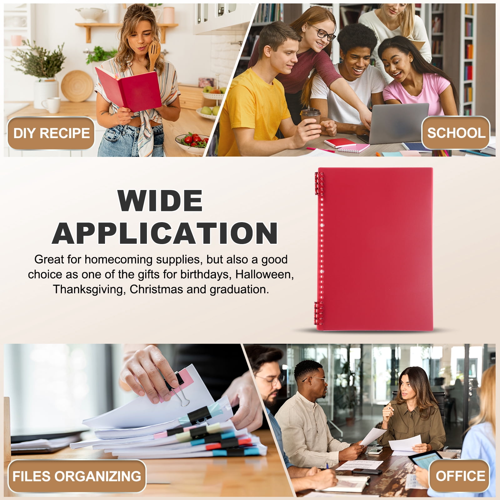 Uxcell 12 Pack Binding Covers, A4(11.8x8.5 Inch) 22 Mil Plastic Notebook Covers Sheets with Binding Comb for Book Report Presentation, Red