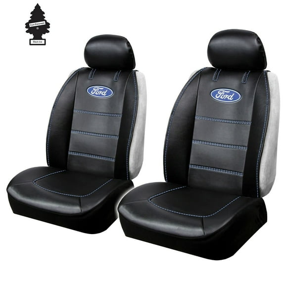 Plasticolor New Pair of Ford Logo for a Ford Compatible Cars Universal Sideless Seat Cover w/Headrest Deluxe Edition and Air Freshener