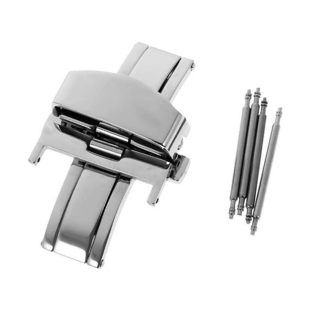 kurtrusly Stainless Steel Deployment Butterfly Buckle Clasp for Watch Strap 16mm