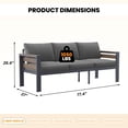 thumbnail image 5 of ABORON Aluminum Patio Furniture Sets, Patio Conversation Sets with 27" Deep Seating and All-Weather Thick Cushion, Outdoor 3 Seaters Sofa for Patio, Porch, Balcony and Poolside, 5 of 9