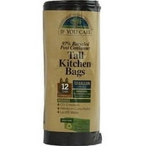 If You Care Tall Kitchen Trash Bags with Handles, 13 Gallon, Black, 12 Ct