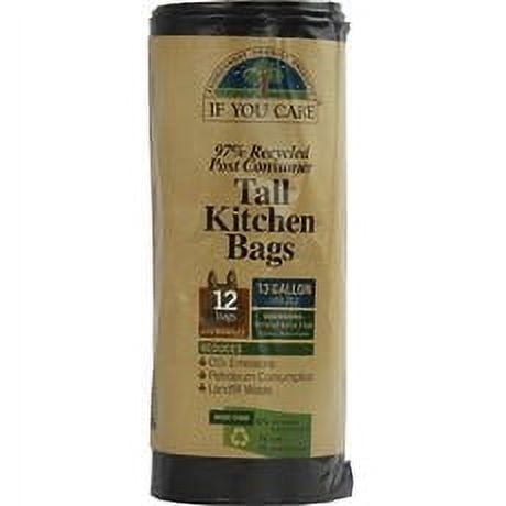If You Care Tall Kitchen Trash Bags with Handles, 13 Gallon, Black, 12 Ct