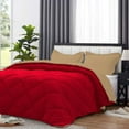 thumbnail image 3 of D.N.G. BEDDINGS 3 Piece Luxury Reversible Diamond Pattern Comforter Set Premium Super Soft, All Season 800 TC, 100% Egyptian Cotton Oversized Super King Size Taupe/Red Solid Color, 3 of 7