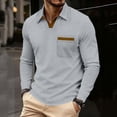 thumbnail image 2 of Mens Shirts, Men's Casual Shirts Classic Long Sleeve Basic Button T-Shirt Lapel Lightweight Fall Golf Tops with Pocket Gray S, 2 of 9