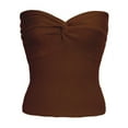 thumbnail image 6 of Htigea Women Twist Knot Solid Knit Tube Top Strapless Sleeveless Slim Fit Crop Tank Bustier Fall Savings Brown,S, 6 of 6