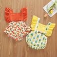 thumbnail image 3 of Xingqing Newborn Infant Baby Girls Short Flare Sleeve Pullover Print Ruffles Jumpsuits, 3 of 9
