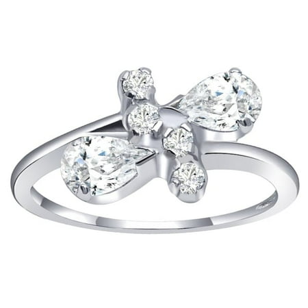 Orchid Jewelry Sterling Silver 1.6 Carat White Cubic Zirconia Engagement Ring + Free Jewelry