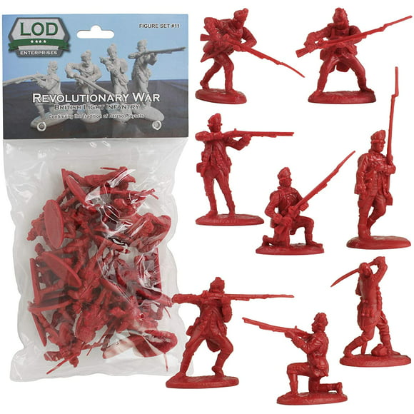 Lod Revolutionary War British Army Light Infantry Plastic Toy Soldiers 16 Red 1:32 Scale Figures 2.44"
