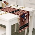 thumbnail image 3 of Table Runner for Kitchen Dining Decor, Independence Day Decoration Rustic Wood Print Burlap Linen Tabletop Cover for Indoor Outdoor Use - 13x70 Inch, 3 of 5