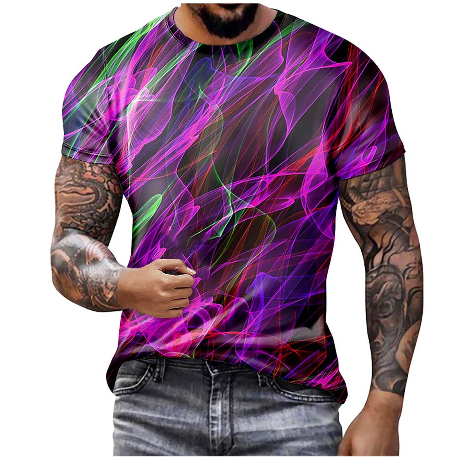 Ruimatai Men's Shirts Clearance Men Fashion Casual 3D Digital Printing