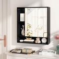 thumbnail image 2 of Costway Bathroom Wall Cabinet with Mirror, Single Door, 3 Open Shelves & Adjustable Shelf Black, 2 of 10