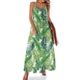 thumbnail image 1 of Vestido sin mangas con hojas tropicales verdes, vestidos elegantes para mujer, venta de ropa femenina, vestido de verano para mujer, 1 of 7