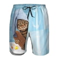 thumbnail image 3 of Pofeuu Funny Cat Taking a Bath Prin Men's Swim Trunks Quick Dry Bathing Suit Swimming Board Shorts Mesh Lining Beach Swimwear-Large, 3 of 6