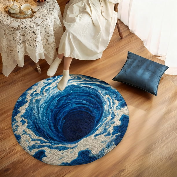 Alfombras de baño, alfombras para sala de estar, alfombra de área, alfombra de baño de 23,62 pulgadas, alfombra circular estereoscópica con efecto visual, alfombra de entrada, alfombra absorbente anti