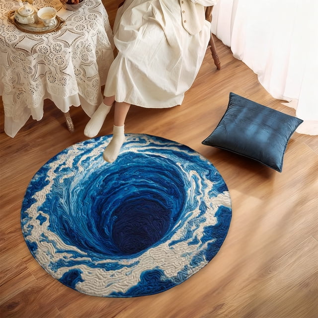 Felpudo circular de 23,62 pulgadas | Diseño navideño con efecto visual estereoscópico | Felpudo absorbente y antideslizante para baño y entrada | Felpudo de poliéster multicolor