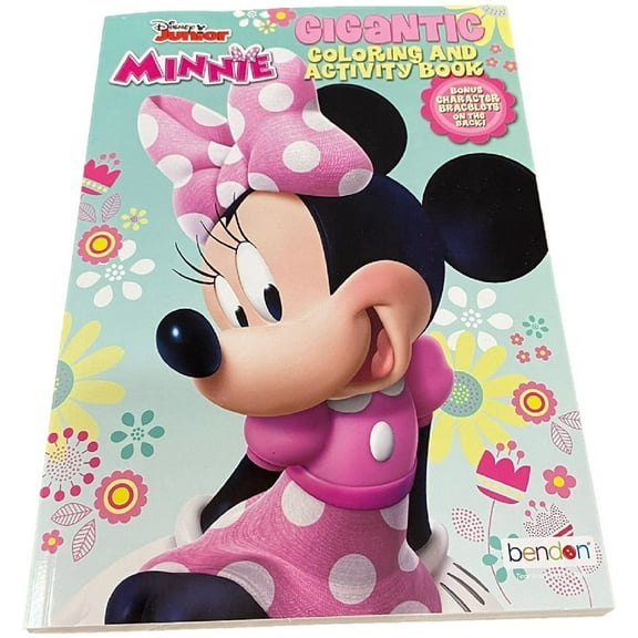 Minnie Mouse 192p Gigantic Coloring Book w Character Bracelets on Back - Flowers