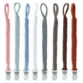 thumbnail image 5 of Handmade Braided Cotton Pacifier Holders for Baby Boys and Girls, Viaky 8 Packs 8 Color Pacifier Clip Infant Modern Unisex, Smoother Prevent Falling Clip for Teething Toy Fit All Pacifiers 0-6 Month, 5 of 8
